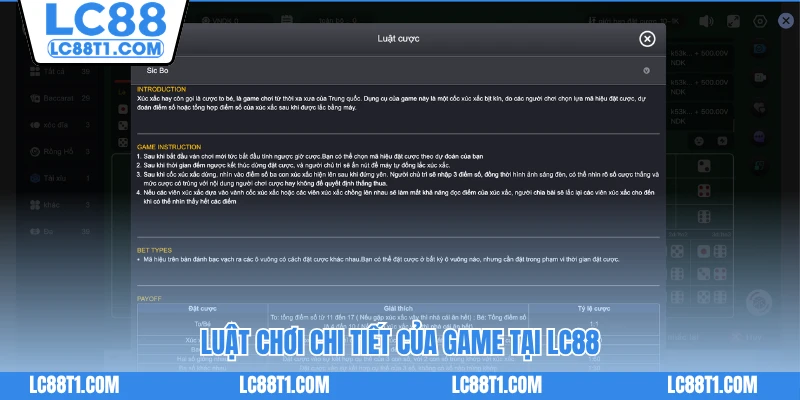 Luật chơi chi tiết của game tại LC88
