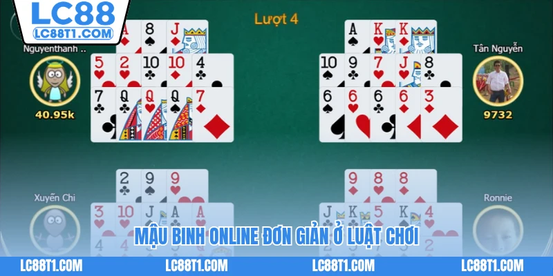 Mậu binh online đơn giản ở luật chơi