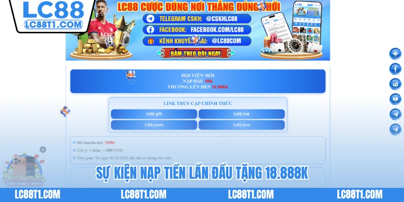 Sự kiện nạp tiền lần đầu tặng 18.888K