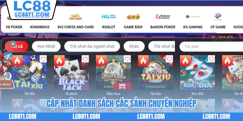 Cập nhật danh sách các sảnh chuyên nghiệp