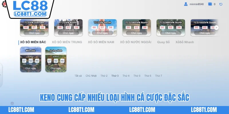 Keno cung cấp nhiều loại hình cá cược đặc sắc