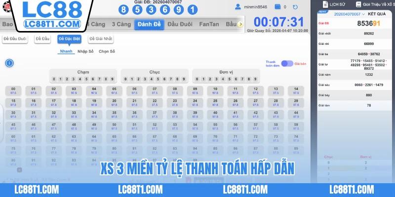 Xổ số 3 miền tỷ lệ thanh toán hấp dẫn